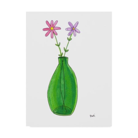 Cherry Pie Studios 'Vase With Two Flowers' Canvas Art,35x47